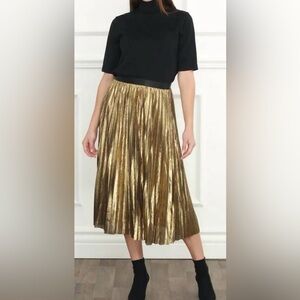 Zero Degrees Celsius Elegant Gold Pleated Skirt S